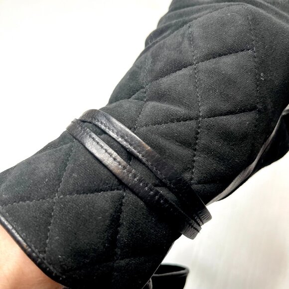 NEW UGG Black Quilted Leather Gloves Fringe Suede Wool Cashmere Lining Driving - Picture 9 of 9